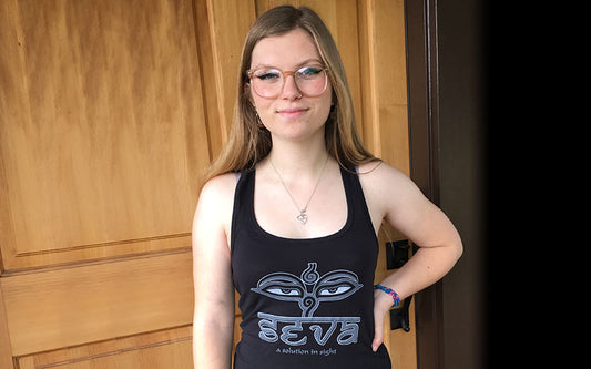 Women's Black Tank with Vintage Seva Logo